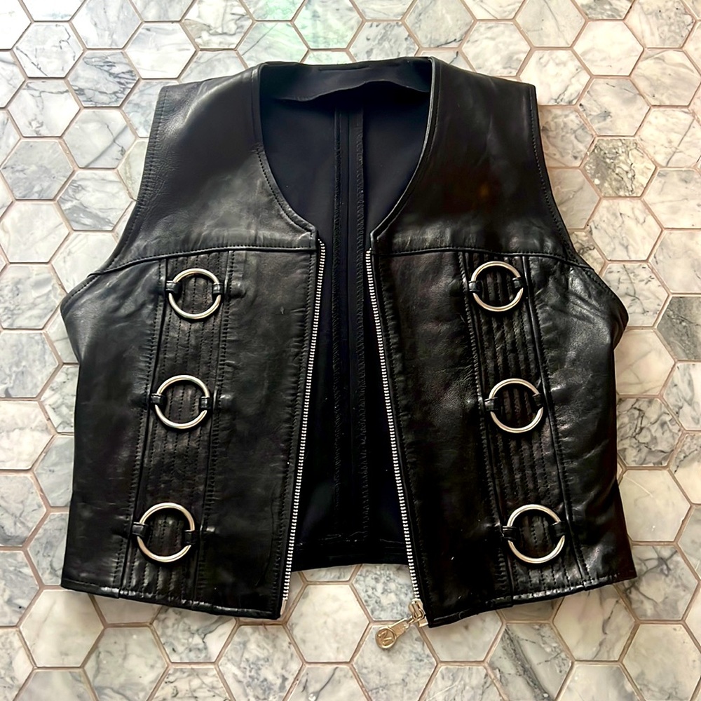 Genuine Leather vest chrome from Paris